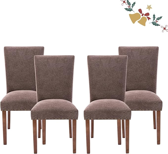 Parsons Dining Chairs Set of 4, Upholstered Nailhead Dining Room Kitchen Side by COLAMYINC
