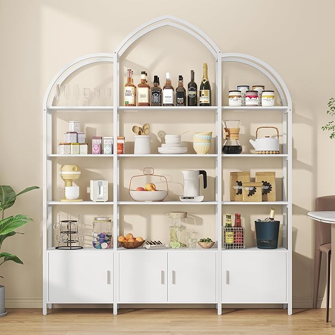 Triple Wide 5 Tier Tall Arched Bookshelf and Bookcase - Image 8