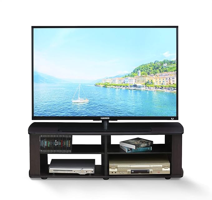 Furinno Nelly Entertainment Center TV Stand, Short 43.3" x13.4 x13.1, Dark - Image 3