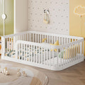 Full Floor Bed with High Fence and Rounded Corner Design, Montessori Floor Bed by Bellemave