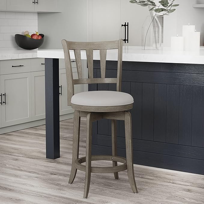 Hillsdale Presque Isle 26" Wood Swivel Counter Height Stool, Aged Gray - Image 2