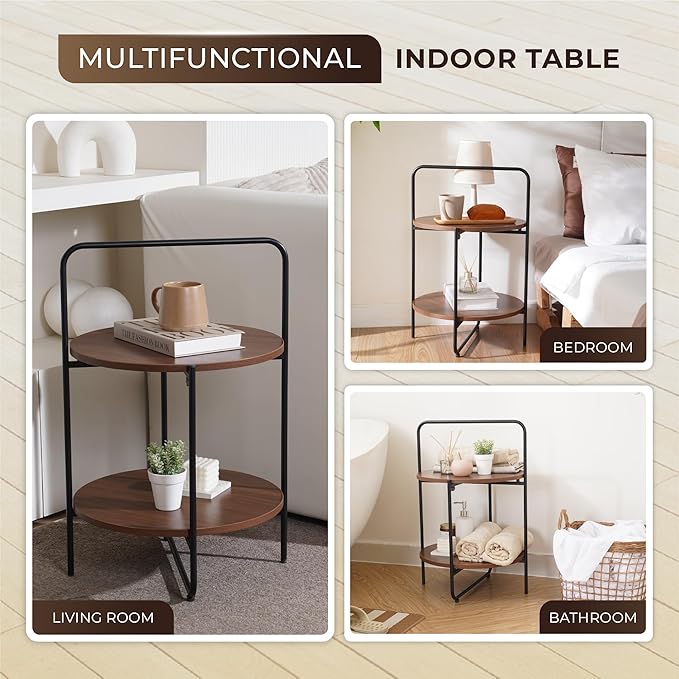 Mijas 2-Tier Side Table, Round End Table, A Stylish and Functional Addition - Image 3