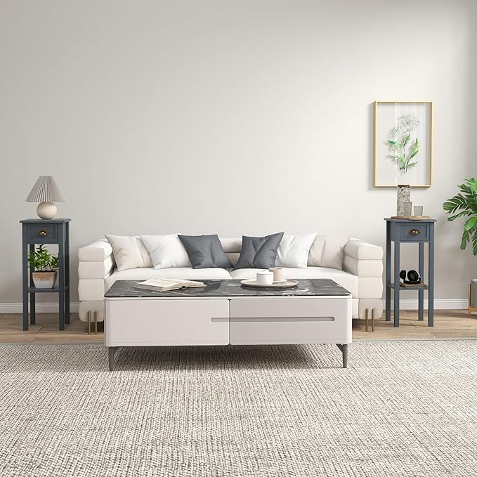 HOMCOM 2-Tier Side Table with Drawer, Narrow End Table with Bottom Shelf - Image 2