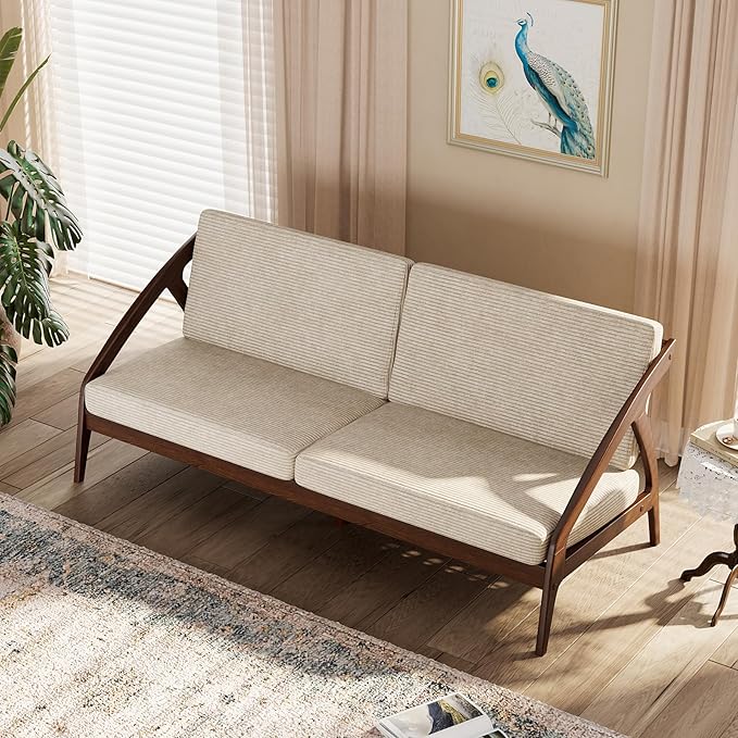 73.4" Solid Wood Upholstered Sofa, Comfortable Seat Cushion, Removable Cover - Image 2