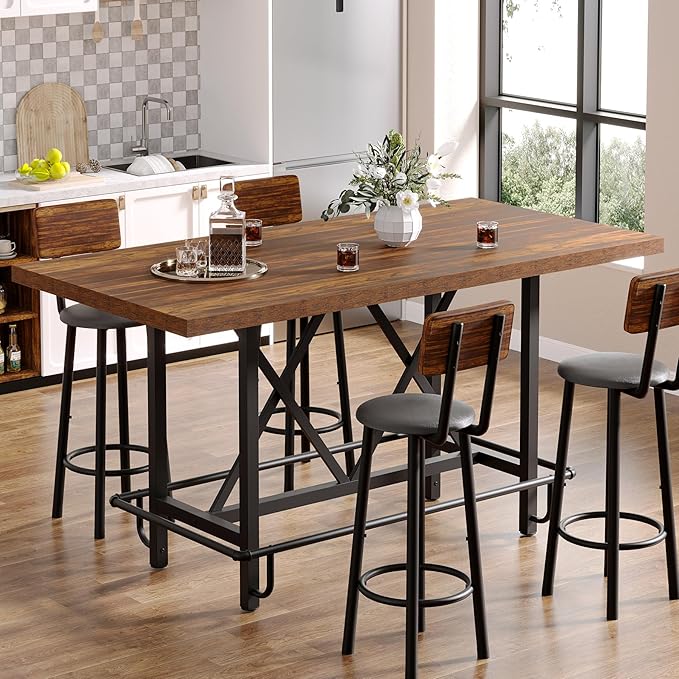 Tribesigns Bar Table, Industrial Counter Height Pub Table - Image 9