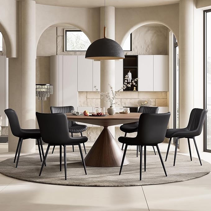 YOUTASTE Black Dining Chairs Set of 2 Upholstered Mid Century Modern Kitchen - Image 8