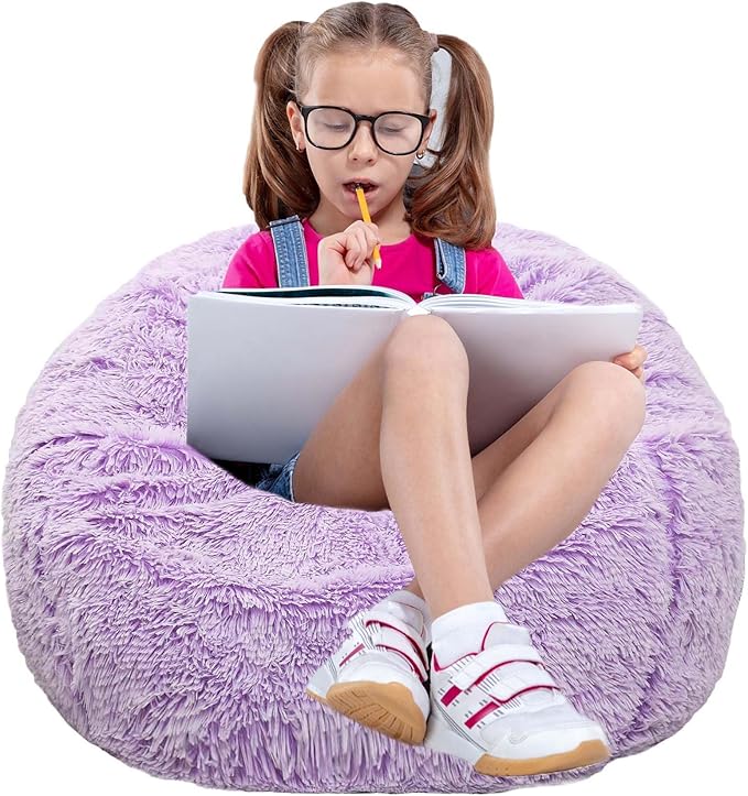 Fluffy Bean Bag Chair for Kids, 2.5FT Round Memory Foam Filled Bean Bag for - Image 7