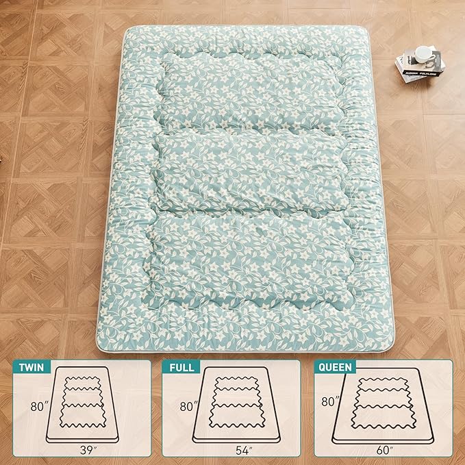 Dr.Futon Japanese Floor Futon Mattress Extra Thick Folding Roll Up Bed Topper - Image 2