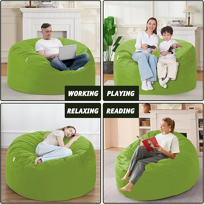 4FT Bean Bag Chair with Ultra Soft Velvet Cover Bean Bag Sofa with Memory Foam - Image 6