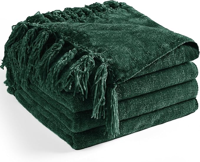 Chenille Throw Blanket for Couch 60"X 80" Twin, Soft Cozy Throws by LONGCREATE