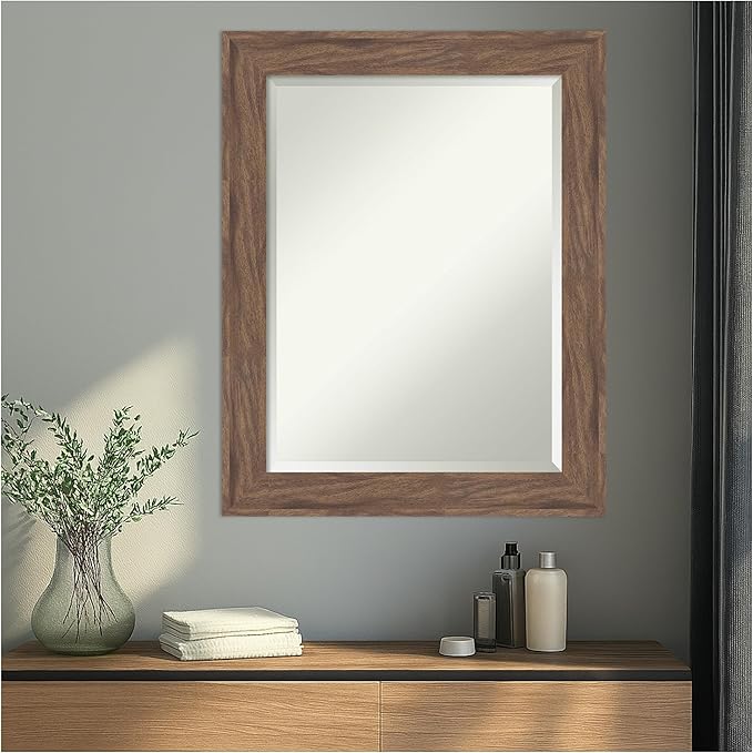 Amanti Art Brown Wall Mirror 29x23 Pia Medium Brown Rectangle Bathroom Mirror - Image 5