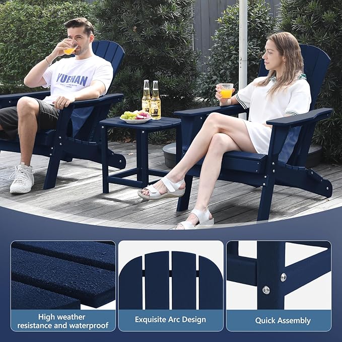 Hdpe Outdoor Adirondack Side Table, Wooden Textured, Set - Image 4