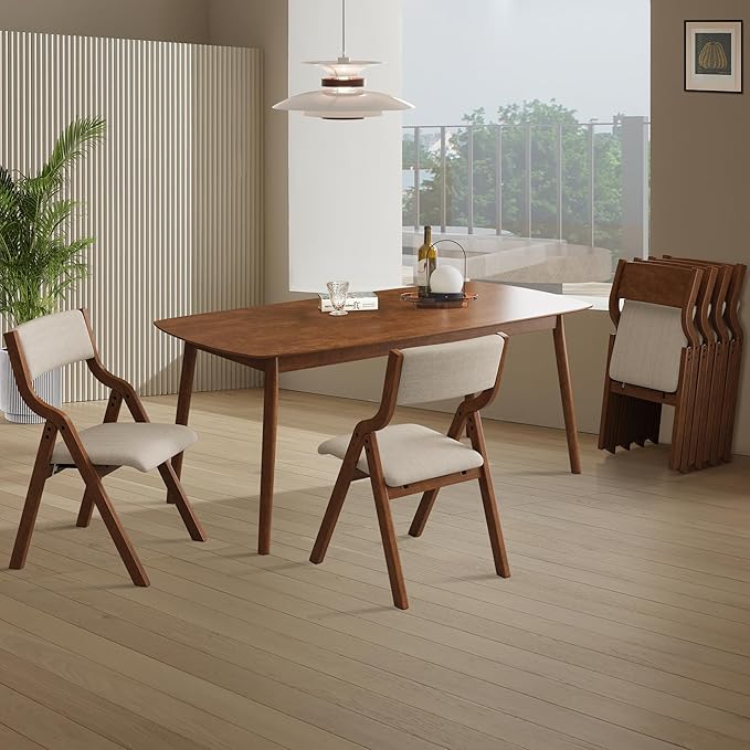 Folding Dining Chairs Set of 2, Upholstered Kitchen Chair - Image 3
