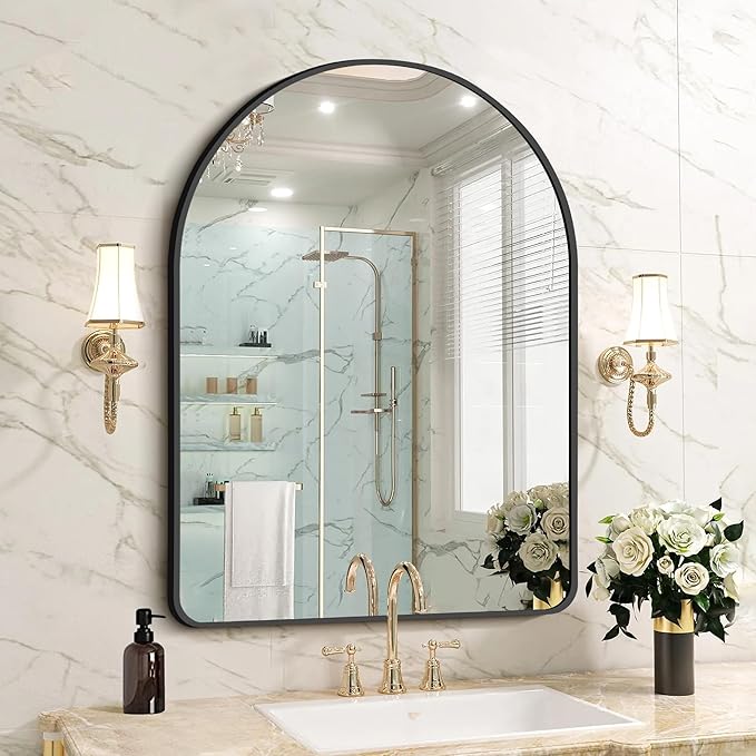 FORBATH Arched Mirror 30x40 Inch, Hanging or Leaning Against Wall by FORBATH