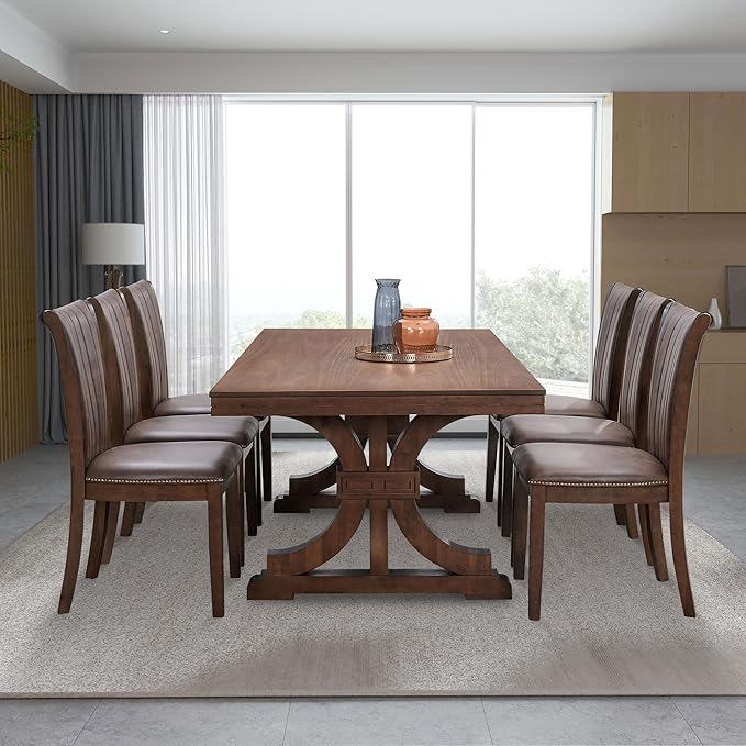 KEIKI Retro 7-Piece Wooden Dining Table Set - Image 2