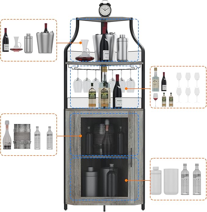 GarveeHome Corner Wine Cabinet - Image 5