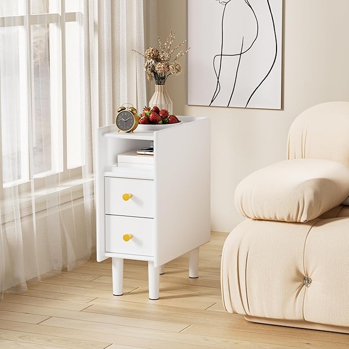 Huolewa Narrow Nightstand with 2 Drawers - Image 6