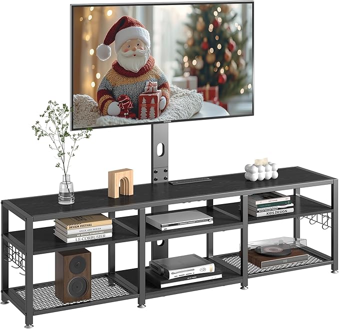 VECELO 63" TV Stand with Mount and Power Outlets, Entertainment Center Console by VECELO