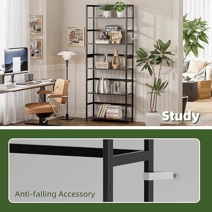 5-Tier Bamboo Wood Ladder Bookshelf, Tall Display Storage Shelf, Large Bookcase - Image 7