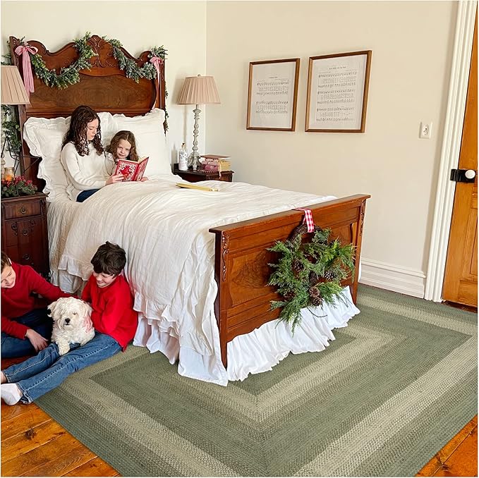 Homespice Grassland Jute Braided Green Area Rug 4x6' - Image 9