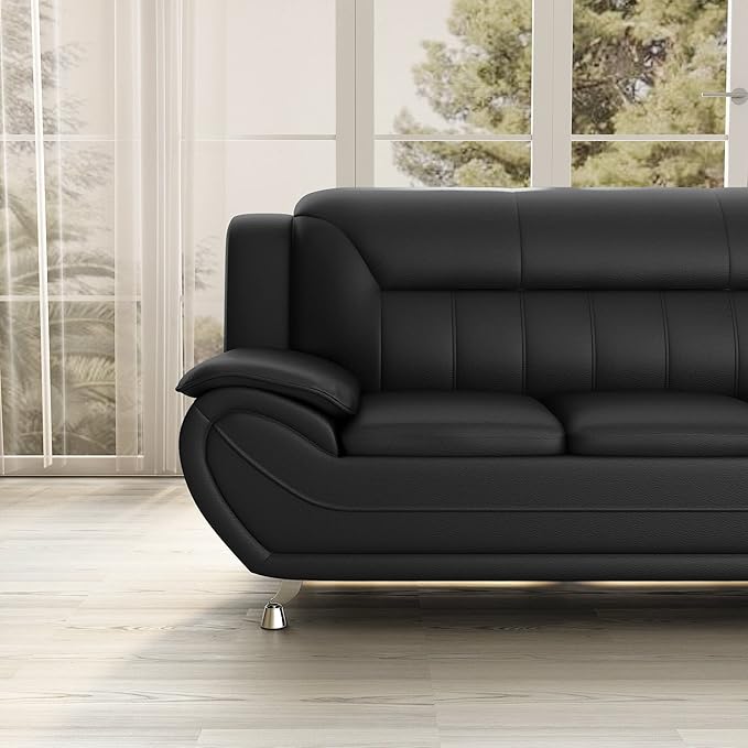 Container Furniture Direct Michael Modern Faux Leather Upholstered Stainless - Image 17