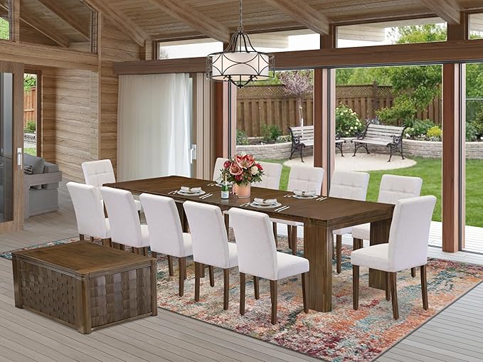 X12AS-0C8-27 - 14-Pc Dining Table Set contains an Extendable Rectangle Kitchen by LuxebyEastWestFurniture