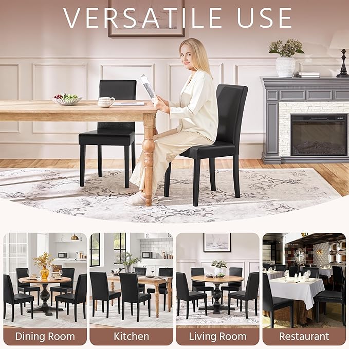 Yaheetech Dining Chairs Set of 2 Faux Leather Modern Dining Room Chairs - Image 8