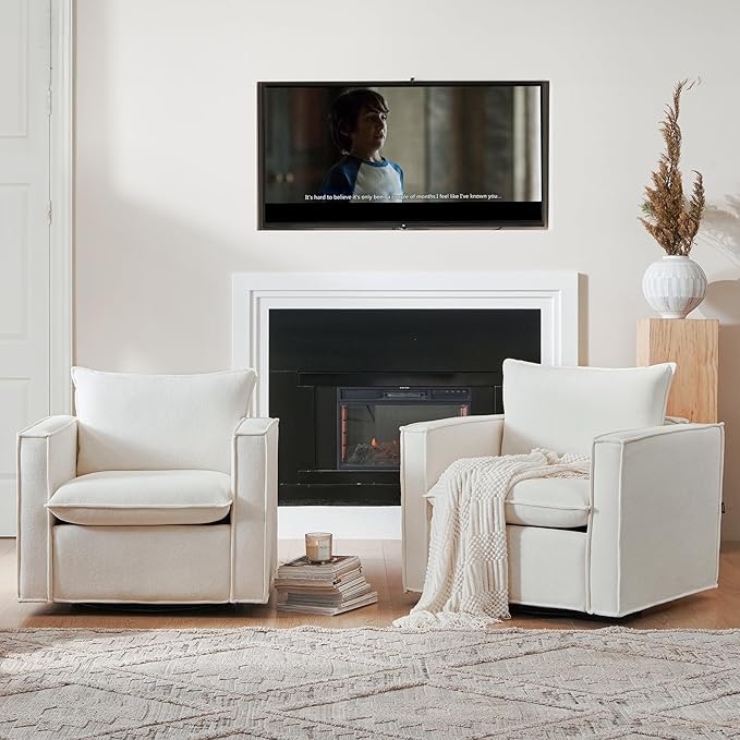 COLAMY Swivel Accent Chair Set of 2, 34 Inches Wide Upholstered Arm Chair - Image 5