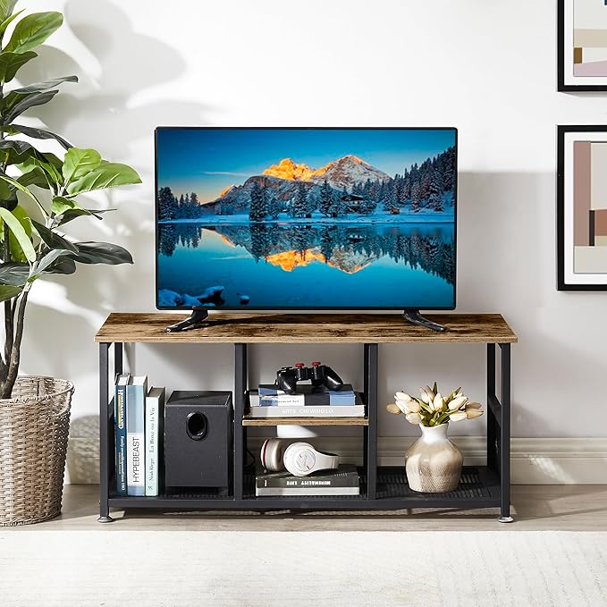 VECELO TV Stand Up to 50 Inches, 39 Inch Industrial Entertainment Center Media - Image 2