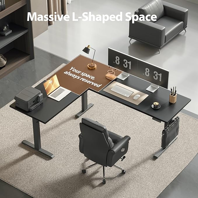 Agilestic Triple Motors 73" x 60" L Shaped Standing Desk, Electric Standing - Image 4