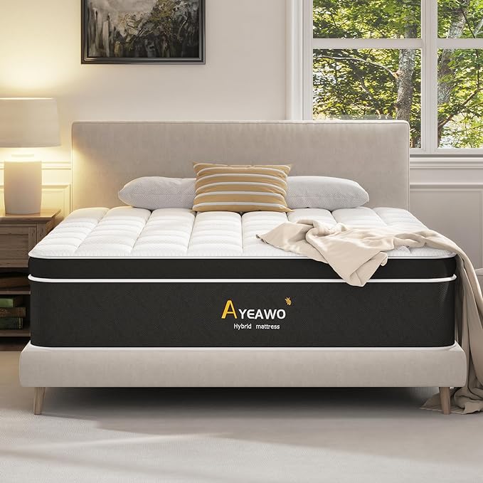 Firm Queen Mattress, 12 Inch Gel Memory Foam Hybrid Mattress Queen Size by AyeawoHybridMattress