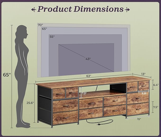 Huuger 63 Inch Dresser TV Stand - Image 3