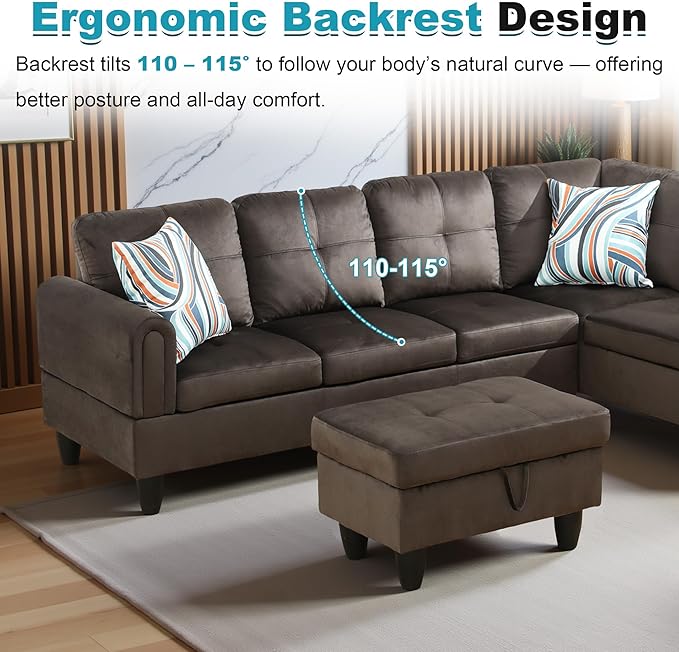 97" Oversized Sectional Couch, L Shaped Couch - Image 6