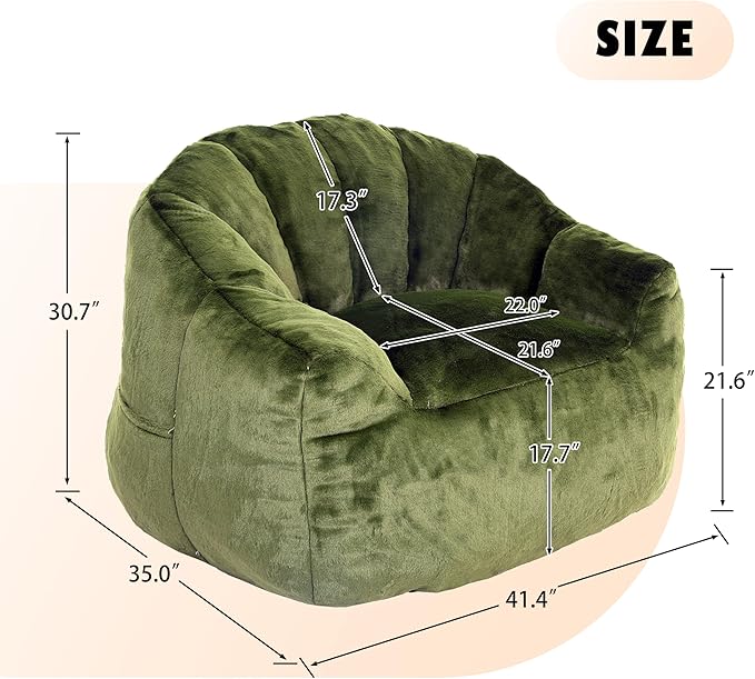 Furniliving Bean Bag Chair, Giant Bean Bag Chair Stuffed Floor Sofa - Image 2