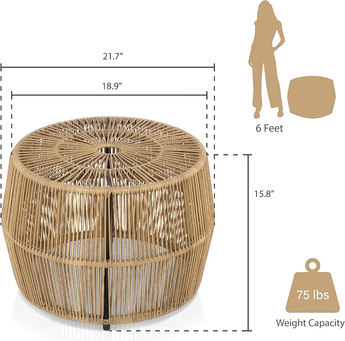 Muse & Lounge Co. Ysar Boho Rattan Round Coffee Table Outdoor - Image 2