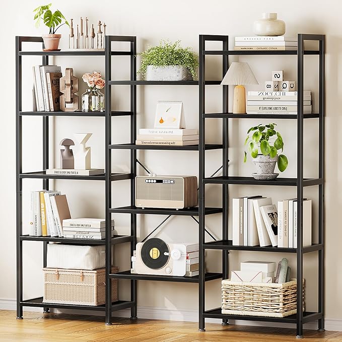 Casaottima Triple 5 Tier Bookshelf, Large Bookcase by Casaottima