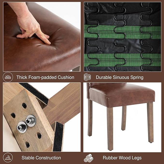 Stylish Upholstered Parsons Dining Chair PU Faux Leather - Image 6
