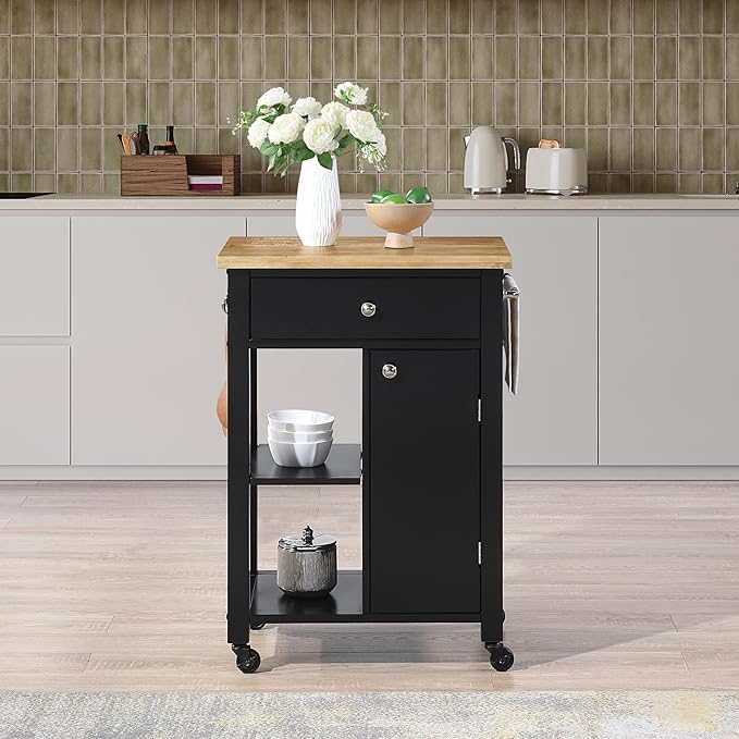 OSP Home Furnishings Derry Modern Farmhouse Kitchen Cart - Image 14
