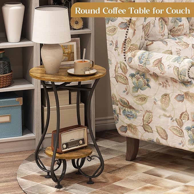 Side Table, Small Round End Table - Image 5