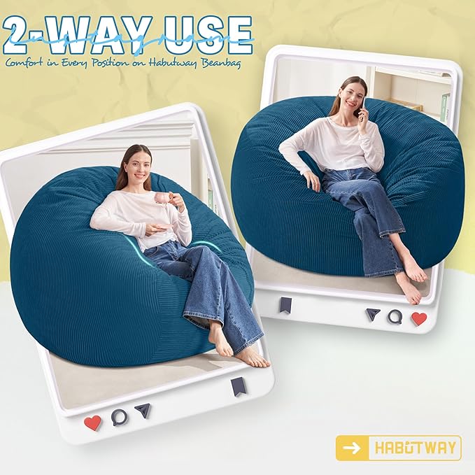 HABUTWAY 5FT Bean Bag Chair, Giant Bean Bag Chairs - Image 3