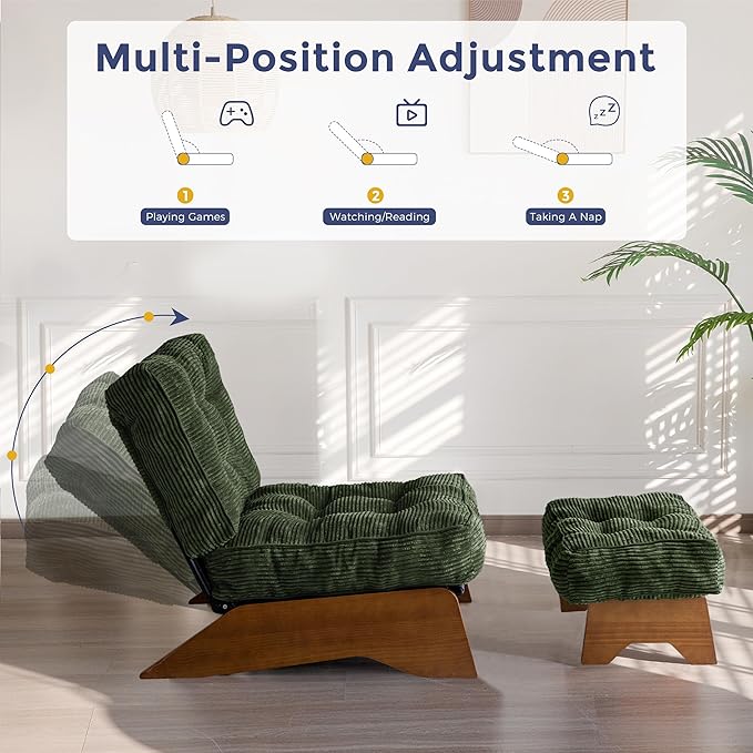 MAXYOYO Accent Chair with Ottoman Adjustable Backrest, Tufted Living Room Chair - Image 8