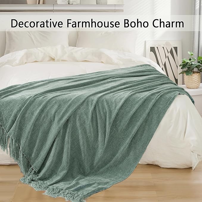 Chenille Throw Blanket for Couch 60"X 80" Twin, Soft Cozy Throws - Image 5