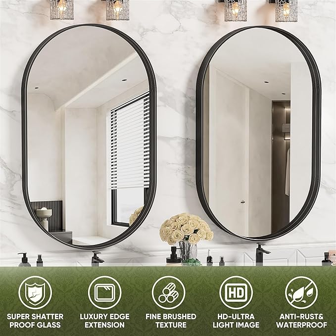 Suidia 26" x 38" Bathroom Mirror, Bathroom Vanity Mirror Metal Framed, - Image 6