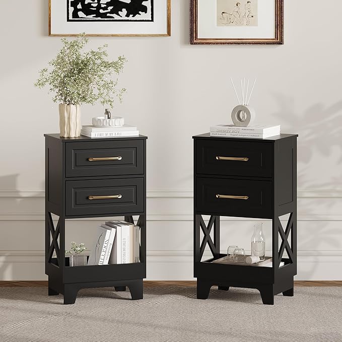 Tall Nightstand Set of 2 Side Table - Image 2