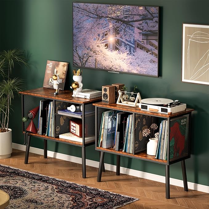 Record Player Stand with Adjustable Divider, Vinyl Storage Holder Up to 200 - Image 7