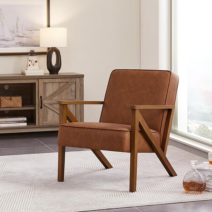 Yaheetech Accent Chair Faux Leather Armchair Lounge Chair - Image 3