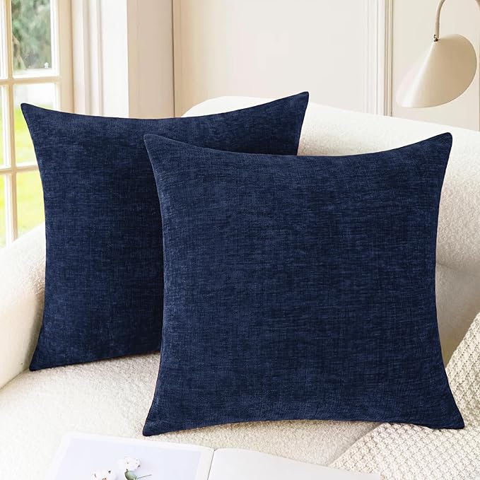 CaliTime Throw Pillow Covers Decorative 18 X 18 Inches Pack of 2 Cozy Chenille by CaliTime