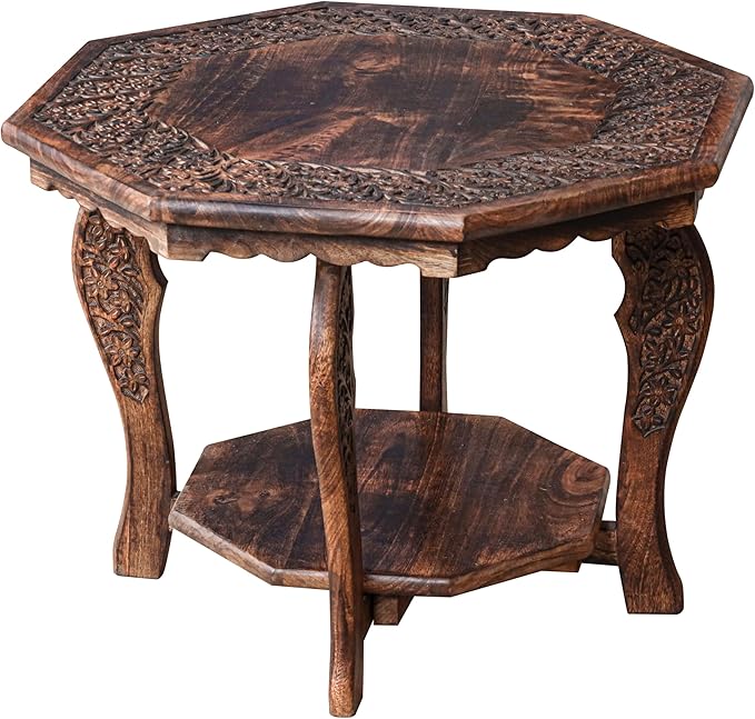 The Wooden Town Farmhouse Octagon Accent End Table, Rustic Side Table - Image 2