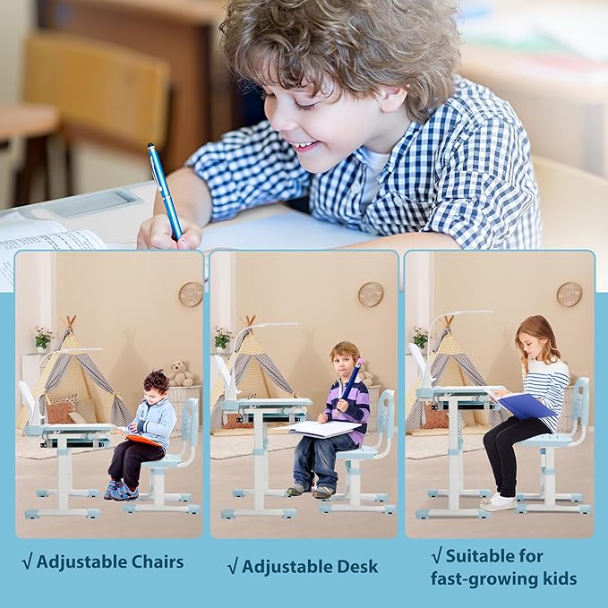 Rengue Kids Desk and Chair Set Height Adjustable School Study Desk and Chair - Image 6