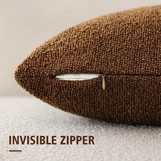 Foindtower Pack of 2 Modern Textured Boucle Throw Pillow Covers Accent Solid - Image 2